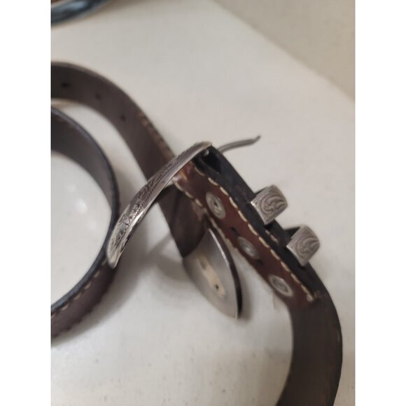 Bison Brand USA Men's Brown Genuine American Bison Leather Belt 42 Vintage - Picture 3 of 10